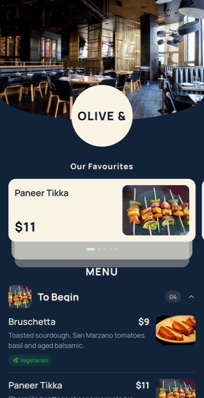 Coastal Catch seafood restaurant menu template with a fresh photo banner, category tabs and priced dishes.